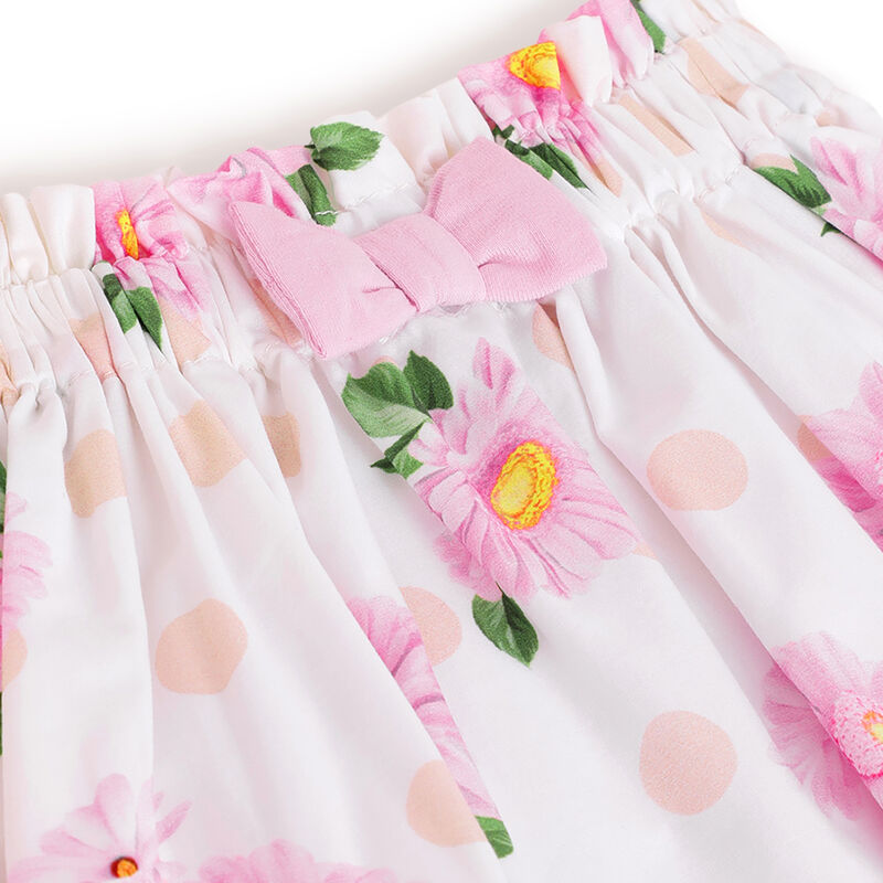 Girls White Floral Printed Poplin Skirt image number 2